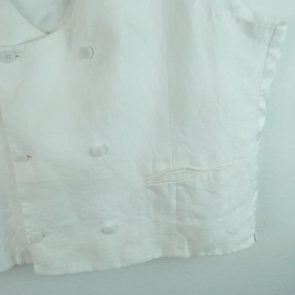 Joseph Abboud Mens XXL White 100% Linen Double Breasted Suit Vest Waistcoat